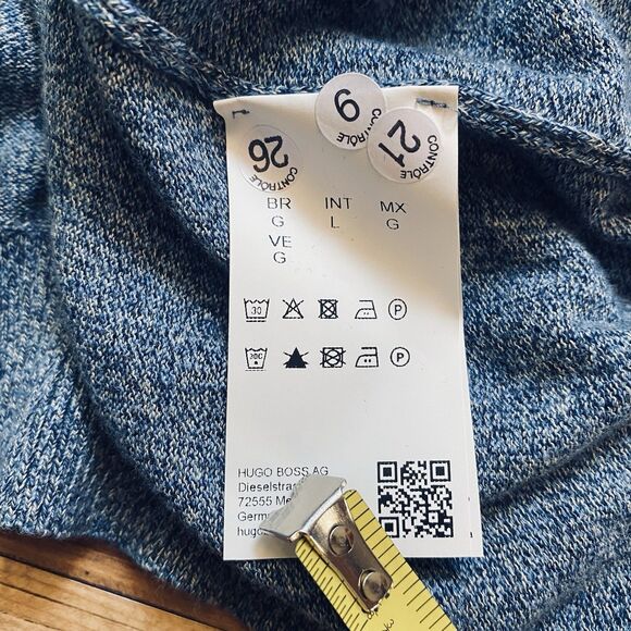 NWT HUGO BOSS Black Label Mens L Blue Slim Fit V-Neck Knit Sweater Jumper Preppy - Picture 8 of 16